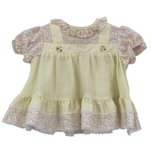 Roanna Floral Baby Dress Girls Size 12MO Heirloom Cottage Lace Vintage 80s USA